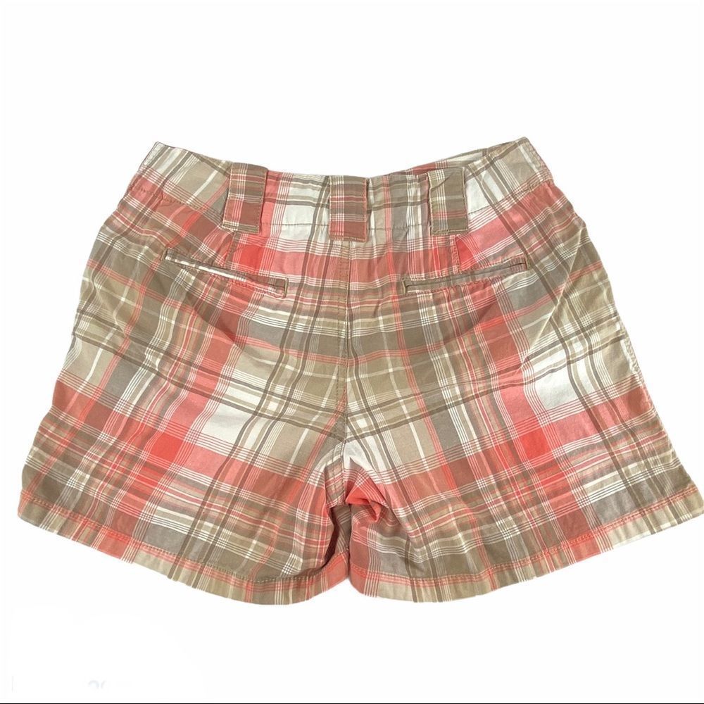 St John’s Bay plaid shorts coral tan wht 6 petite - Picture 4 of 11